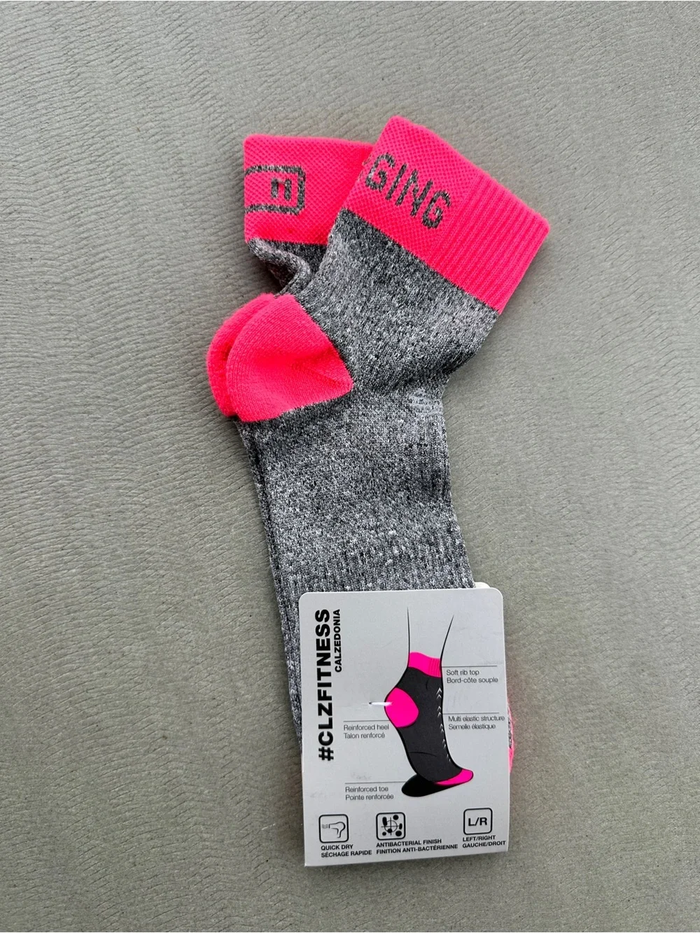 Calzedonia Women's/Unisex Gray Socks with Bright Pink Cuffs - Pack of 2